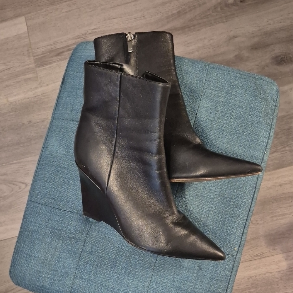 Women's Black Leather Ankle Boots